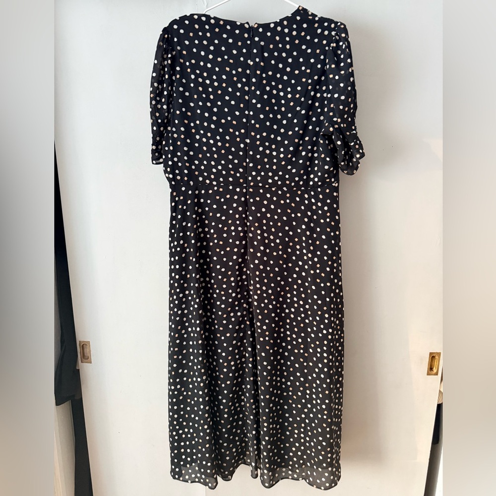 DKNY Midi flare dress with Black and White Polka Dots - Picture 3 of 6